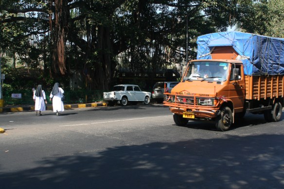 They say there are no atheist in foxholes.  Well there are no atheist crossing the streets of Mumbai either.   Cross  roads here is a test of faith.  Over a hundred thousand fail the test each year.